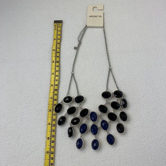Arden B Triple Row Beaded Necklace Reversible Blue Black Ivory - Picture 5 of 8